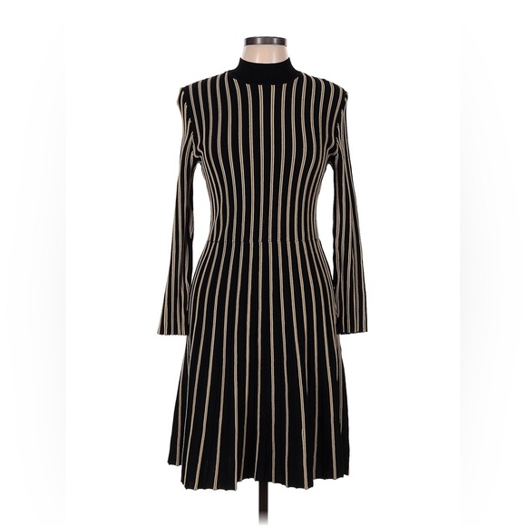 Rachel Rachel Roy Black/Gold Ribbed Long Sleeve Sweater Dress-Women’s 2X-NWT - Picture 1 of 14